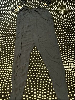 Black jumpsuit coverup with shell sleeves